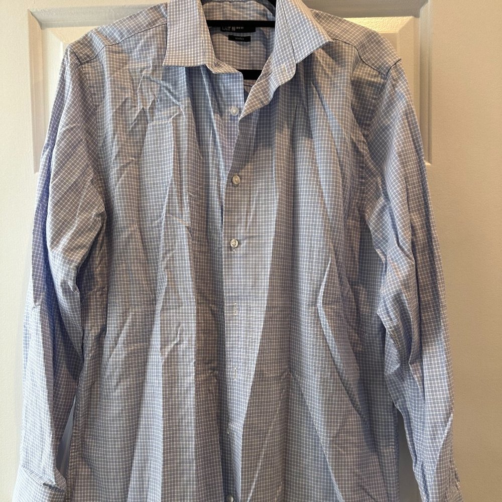 Bar III Light Grey Plaid/Checkered Slim Fit Button Shirt
